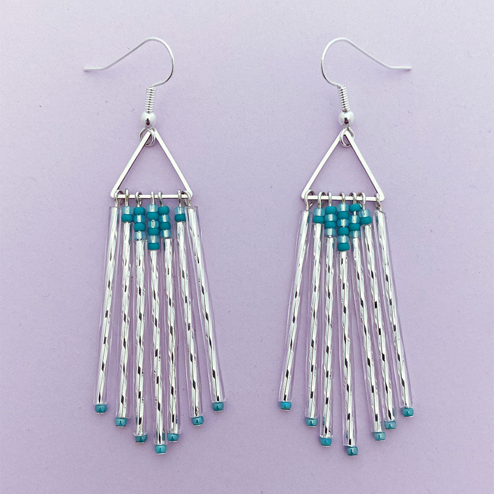 Ocean ripple bugle bead earrings