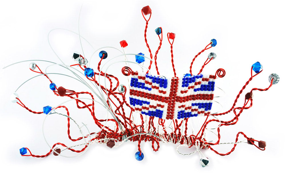 beaded union jack hair facinator