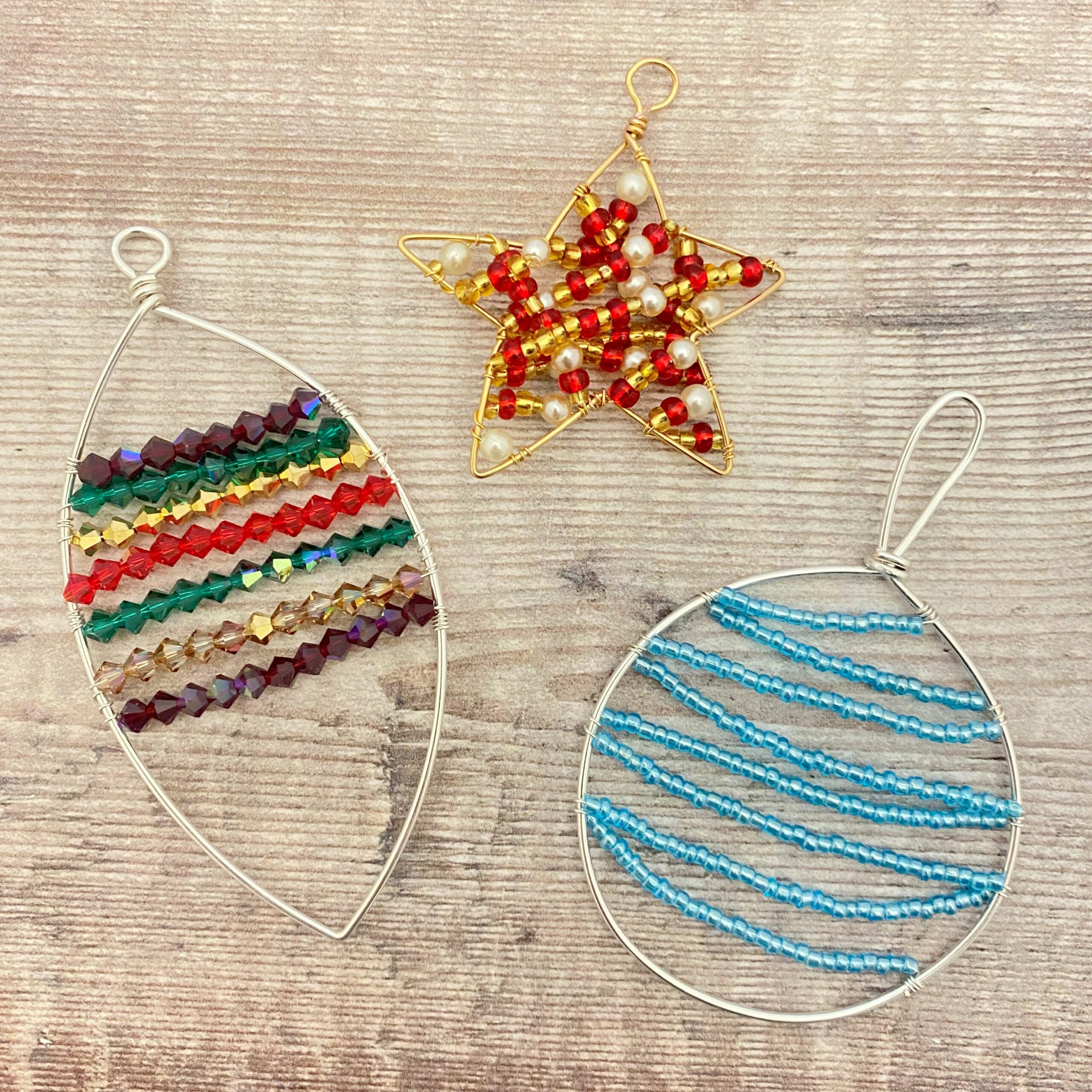 Simple wirework Christmas decorations