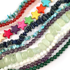 Multiple string of different semi-precious beads