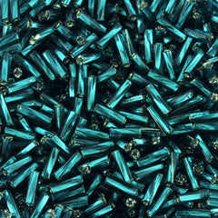 czech glass 7mm twisted bugle beads silver liined turquoise