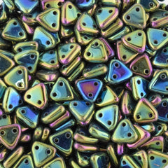 czech glass 2 hole flat triangle beads