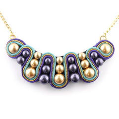 Soutache and pearl necklace