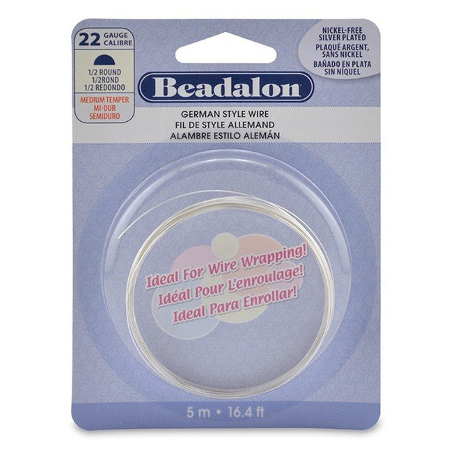 Half Round Silver Plated Wire 0.6mm (22 Gauge)