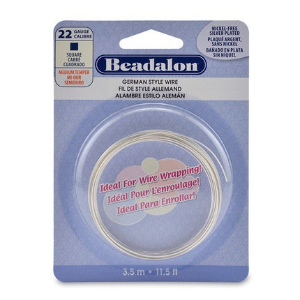 Square Wire Silver Plated 0.6mm (22 Gauge)