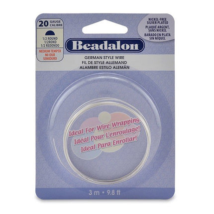Half Round Silver Plated Wire 0.8mm (20 Gauge)