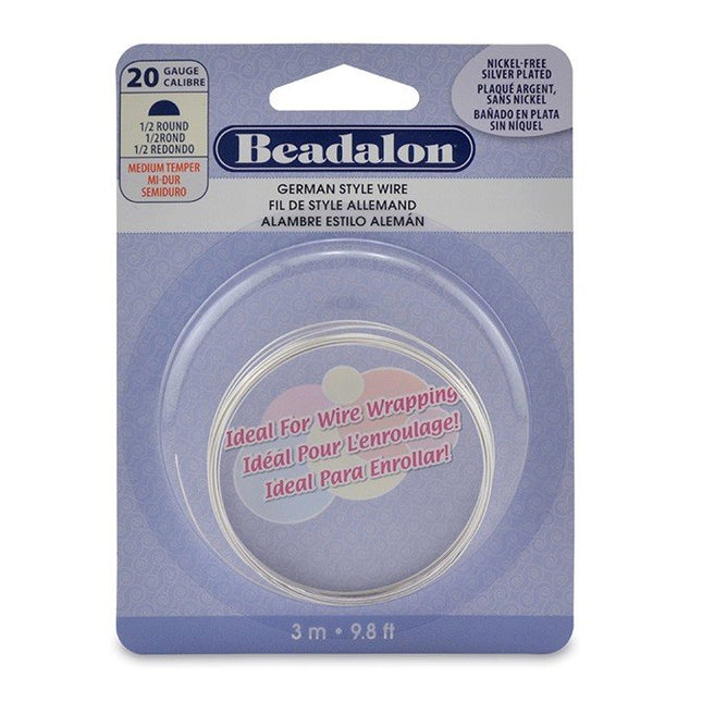 Half Round Silver Plated Wire 0.8mm (20 Gauge)