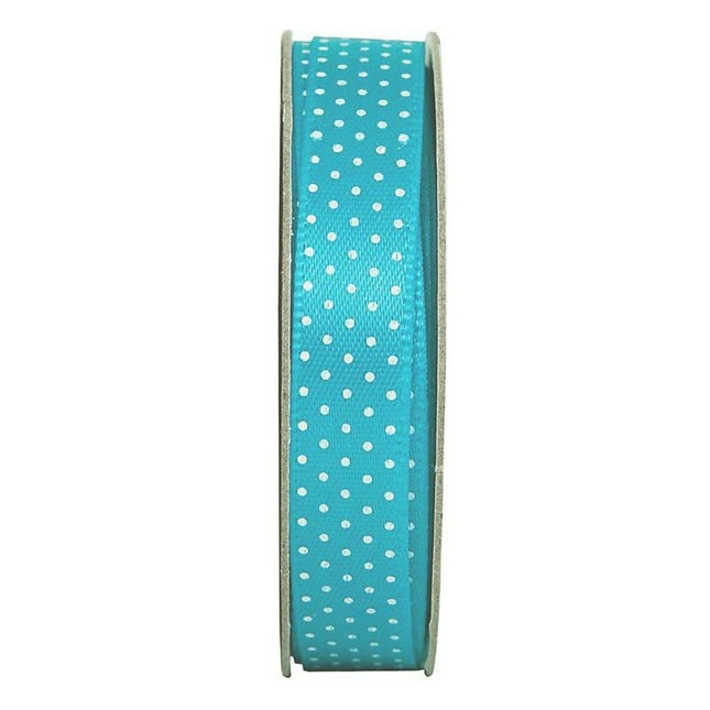 10mm Spotty Satin Ribbon Turquoise - 3m