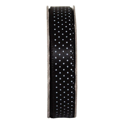 10mm Spotty Satin Ribbon Black - 3m