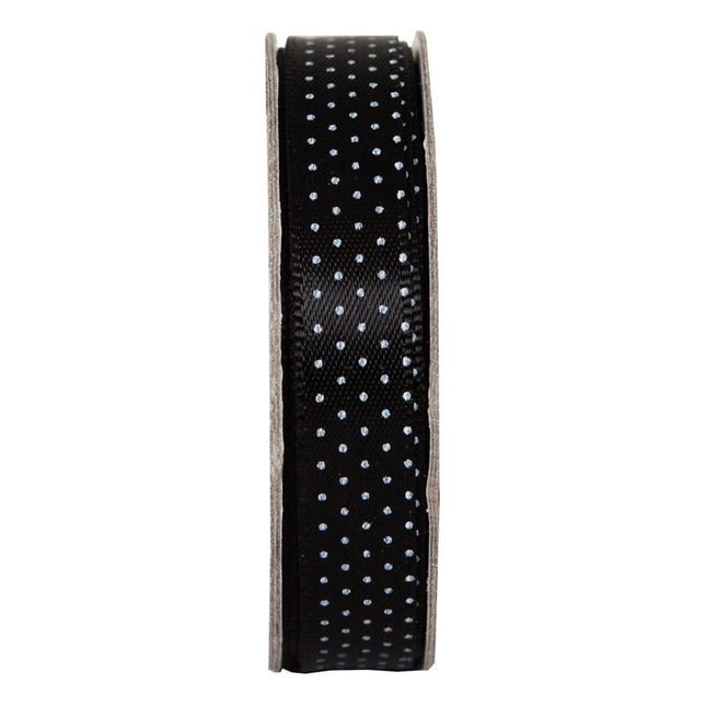 10mm Spotty Satin Ribbon Black - 3m