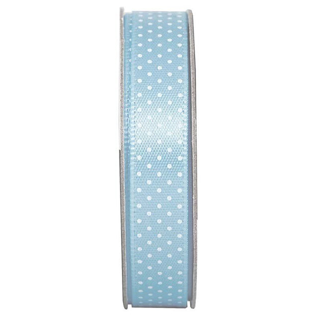 10mm Spotty Satin Ribbon Blue - 3m