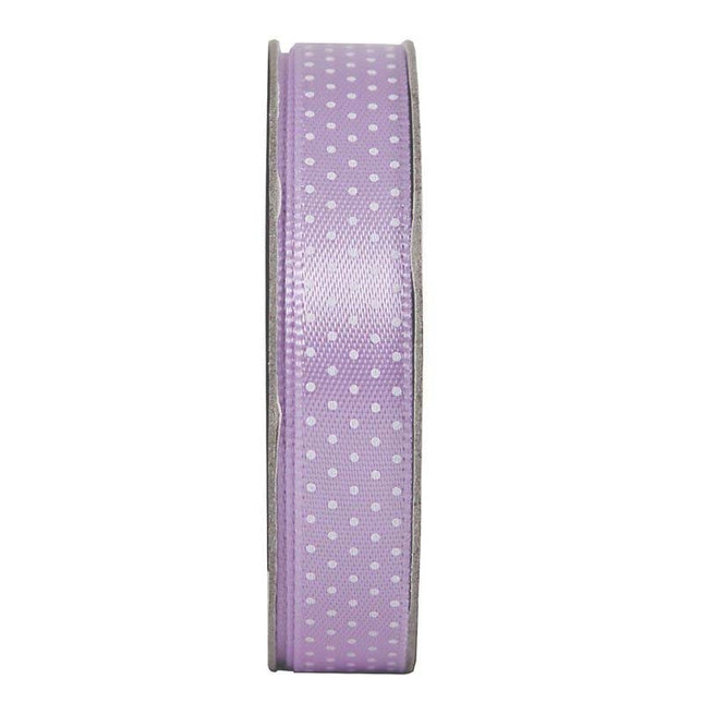 10mm Spotty Satin Ribbon Lilac - 3m