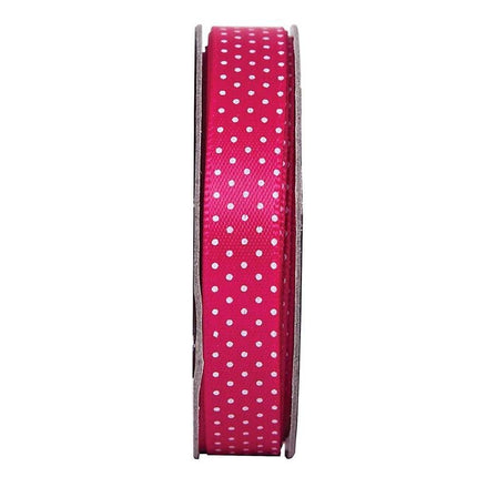 10mm Spotty Satin Ribbon Fuchsia - 3m