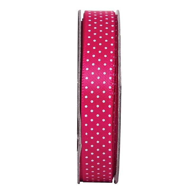 10mm Spotty Satin Ribbon Fuchsia - 3m