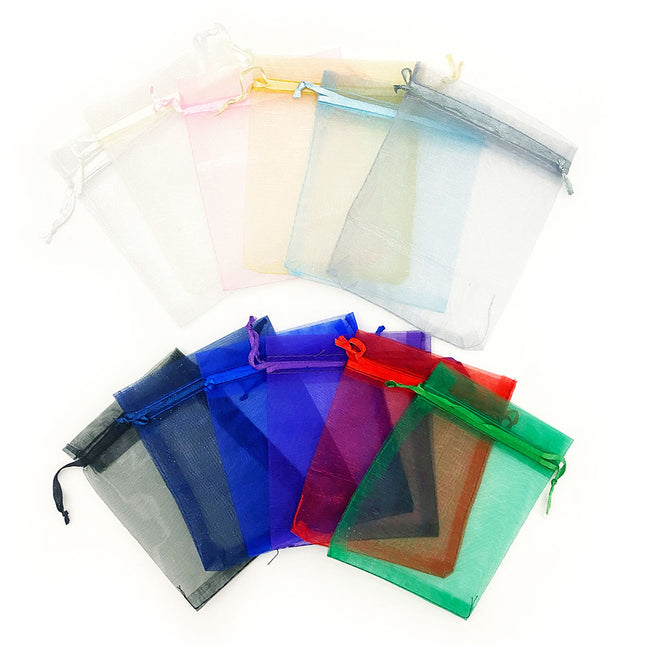 Mixed Coloured Organza Drawstring Chiffon Gift Bags