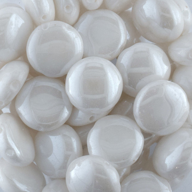 12mm Czech Glass Candy beads pearl white
