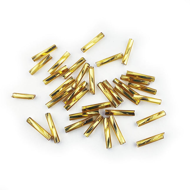 12mm twisted silver lined gold bugle beads