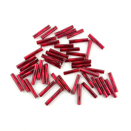 Preciosa 12mm Silver Lined Red Bugle Beads