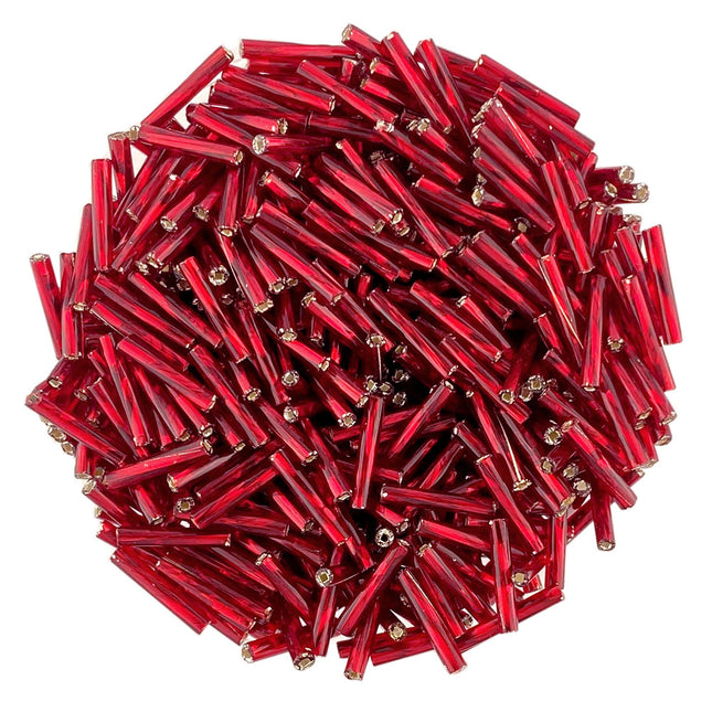 12mm silver lined red preciosa bugle beads