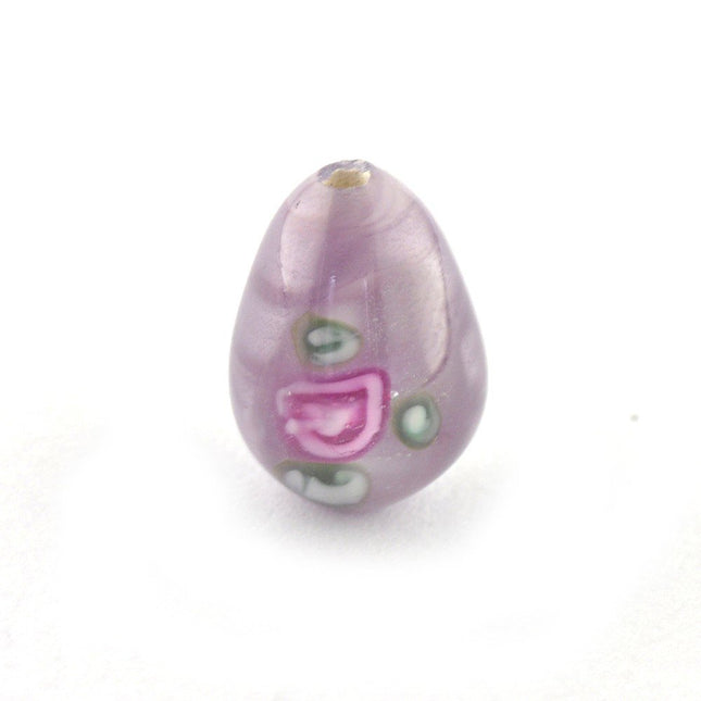 Czech lilac lampwork glass drop bead