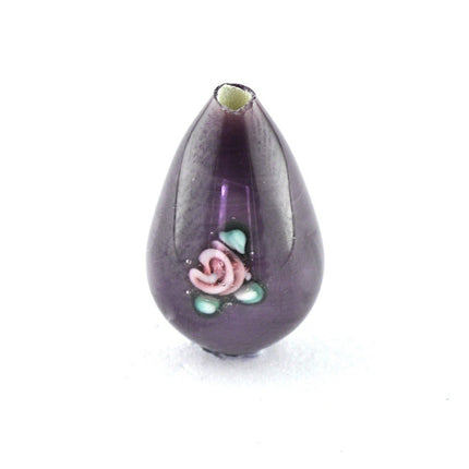 Purple Lampwork Glass drop bead - Preciosa handmade Glass beads