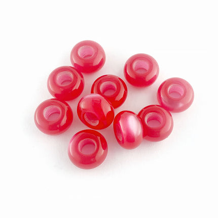 14mm Red Resin Cats Eye Donut Beads