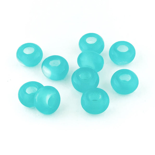 14mm Turquoise Resin Cats Eye Donut Beads