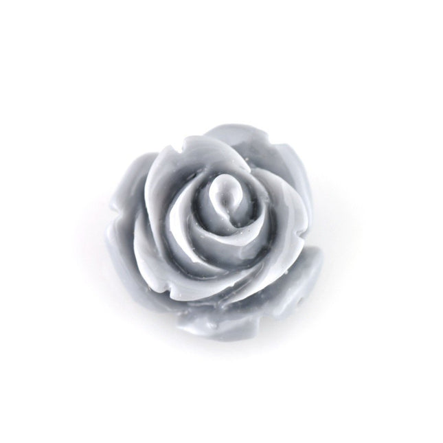 Grey Acrylic 15mm Rose Bead