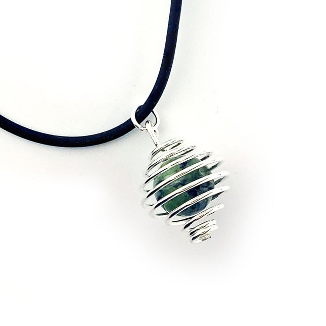 Spiral Pendant Bead Cage necklace