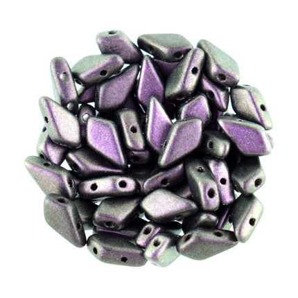 2 hole czech glass kite bead polychrome black