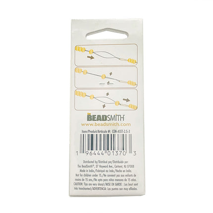 Back of packet of the Beadsmith Basic Elements 3 Collapsible Eye Needles