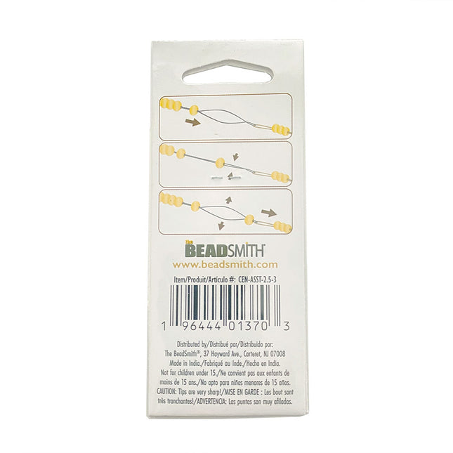 Back of packet of the Beadsmith Basic Elements 3 Collapsible Eye Needles