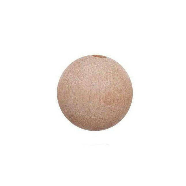 30mm Round Natural Plain Wooden Bead