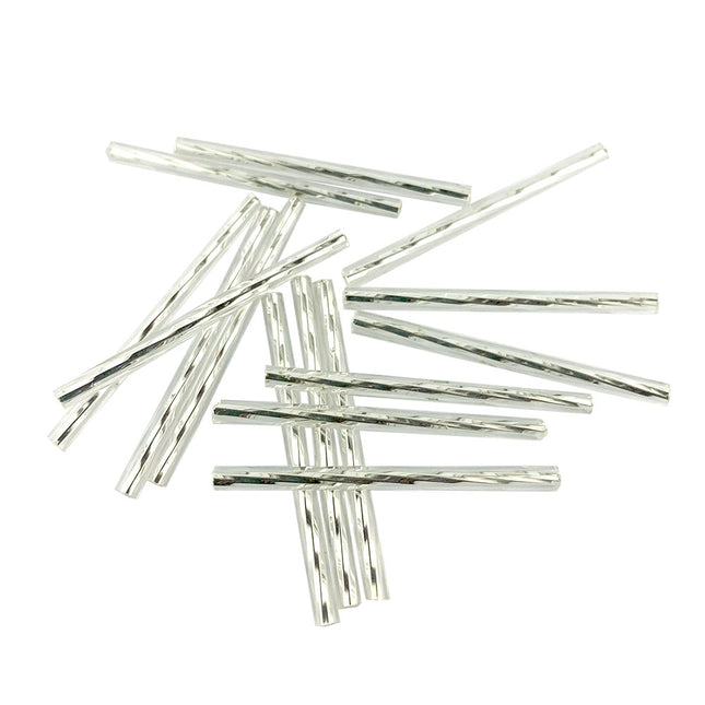 silver lined crystal preciosa 35mm glass twisted bugle beads