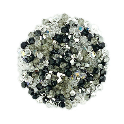 3mm preciosa bicone mix with crystal, jet, black diamond, labrador and jet heamatine