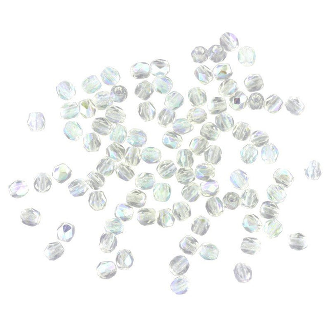 3mm Crysta AB Czech Glass faceted beads
