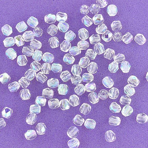 3mm Crystal AB Faceted Czech Glass Beads