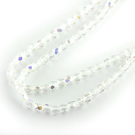 3mm Crystal AB Faceted Czech Glass Beads