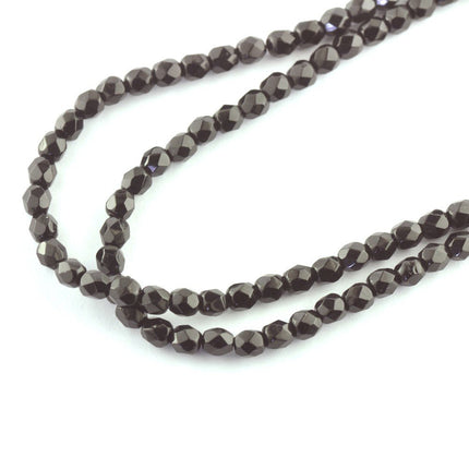 3mm Jet Faceted Czech Glass Beads