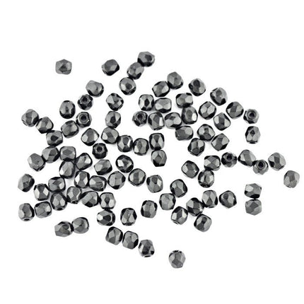 3mm jet faceted czech glass beads
