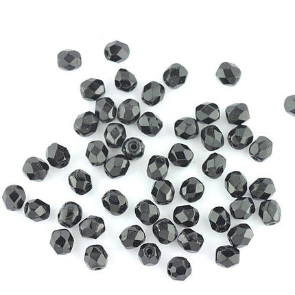 3mm Jet Faceted Czech Glass Beads