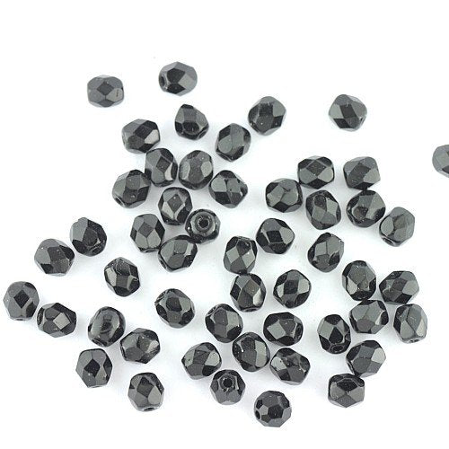 3mm Jet Faceted Czech Glass Beads