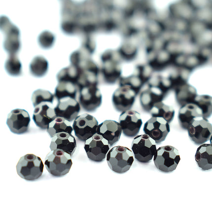 3mm Jet Round Faceted Preciosa Crystal Bead