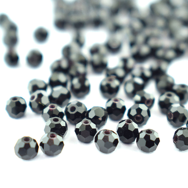 3mm Jet Round Faceted Preciosa Crystal Bead