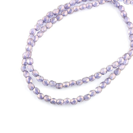 3mm czech faceted glass beads purple lustre