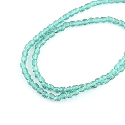 czech faceted 4mm glass beads transparent teal