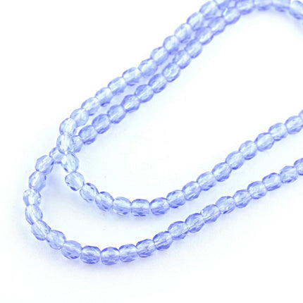 Preciosa 3mm faceted czech glass beads transparent blue