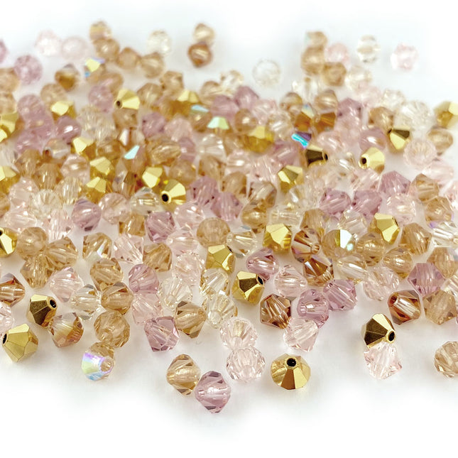4mm Vintage Rose Mix Preciosa Crystal Bicone Beads
