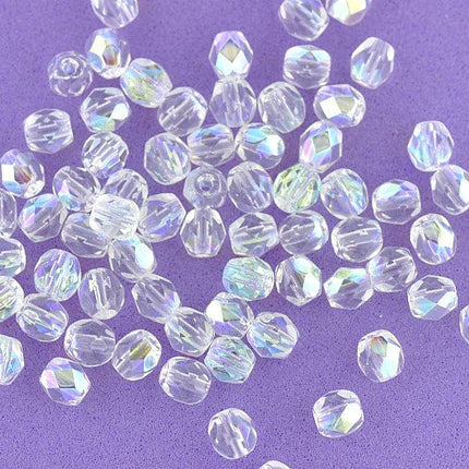4mm Crystal AB Faceted Czech