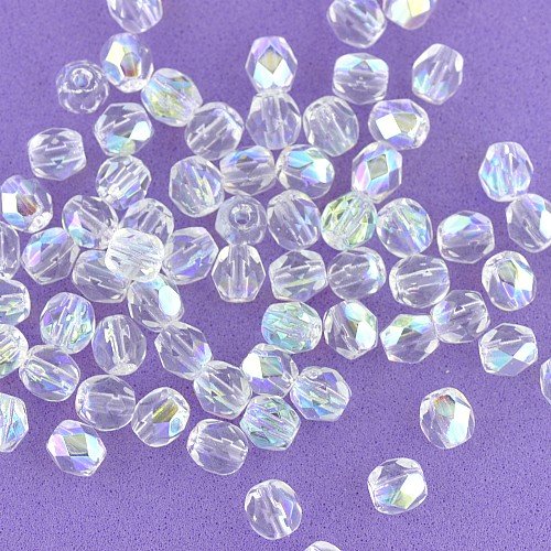 4mm Crystal AB Faceted Czech